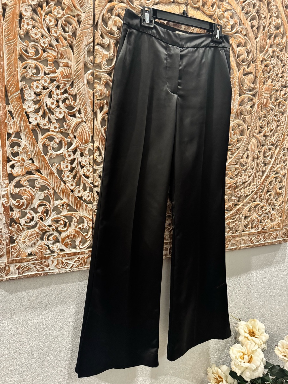 Jason Wu Black Business Professional Dress Pants w/ Bottom Slits, Slight Flare - Picture 4 of 13